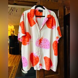 Colorful Strawberry Print Men's Shirt with matching shorts